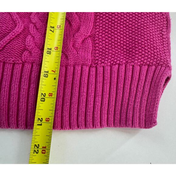 Y2K GAP Cable Knit Pink Cotton Chunky Pullover Sweater Medium - Picture 7 of 8